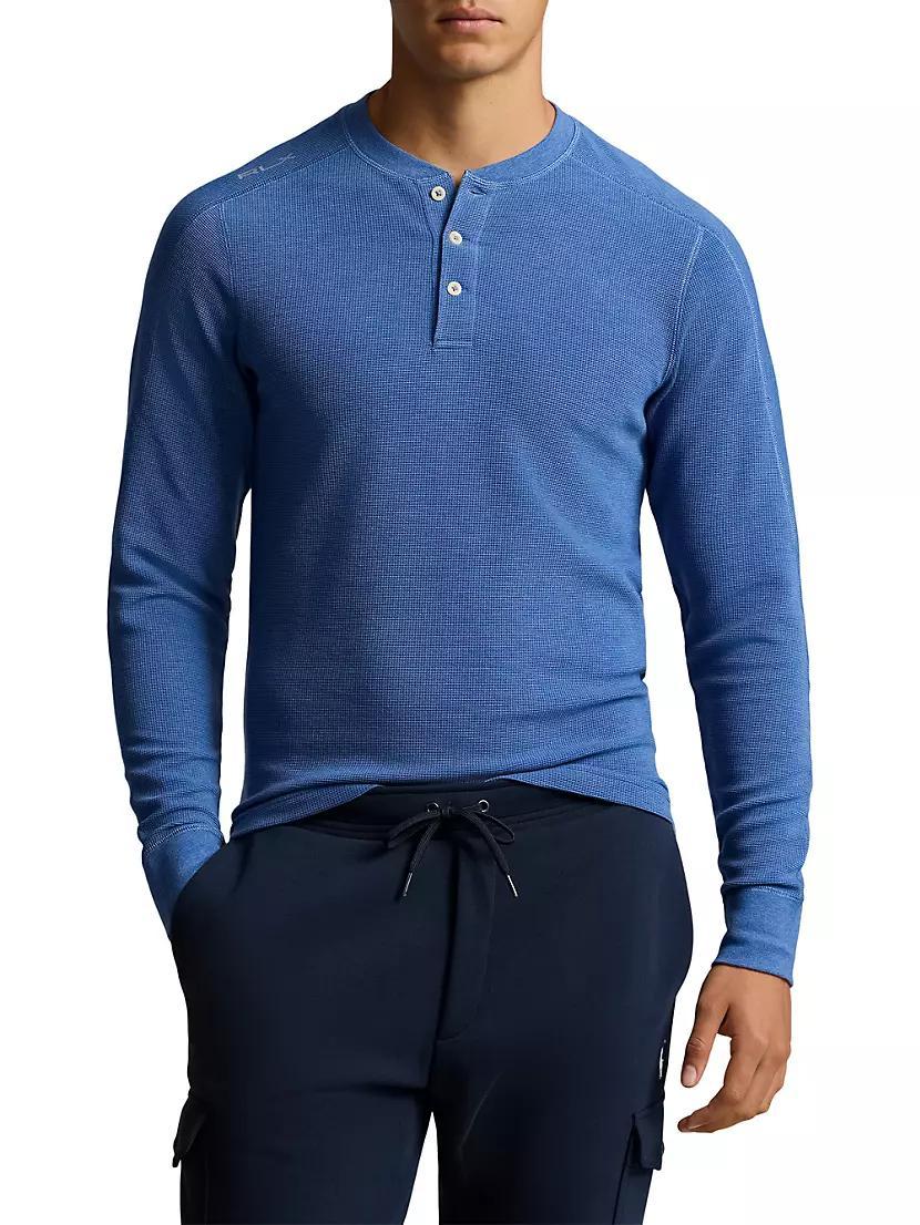 Tech Waffle-Knit Long-Sleeve Henley T-Shirt Product Image