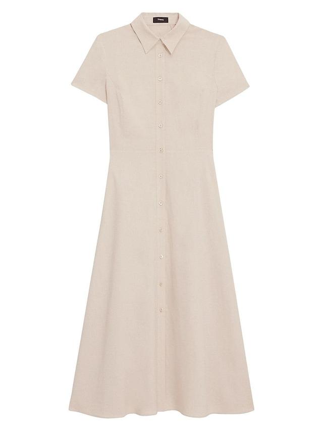 Womens Linen-Blend Midi-Shirtdress Product Image