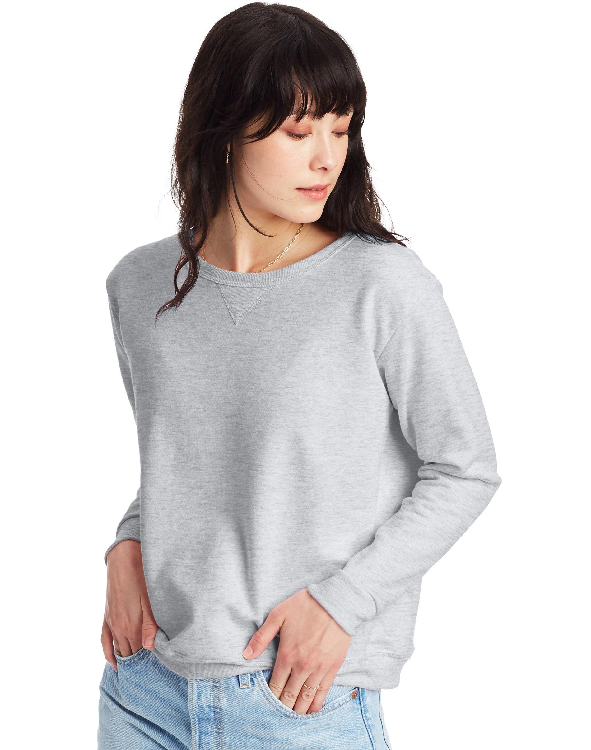 Hanes EcoSmart Womens Fleece Sweatshirt, V-Notch Ebony M Product Image