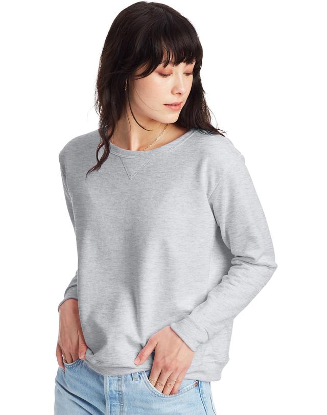 Hanes EcoSmart Womens Fleece Sweatshirt, V-Notch Light Steel 2XL Product Image