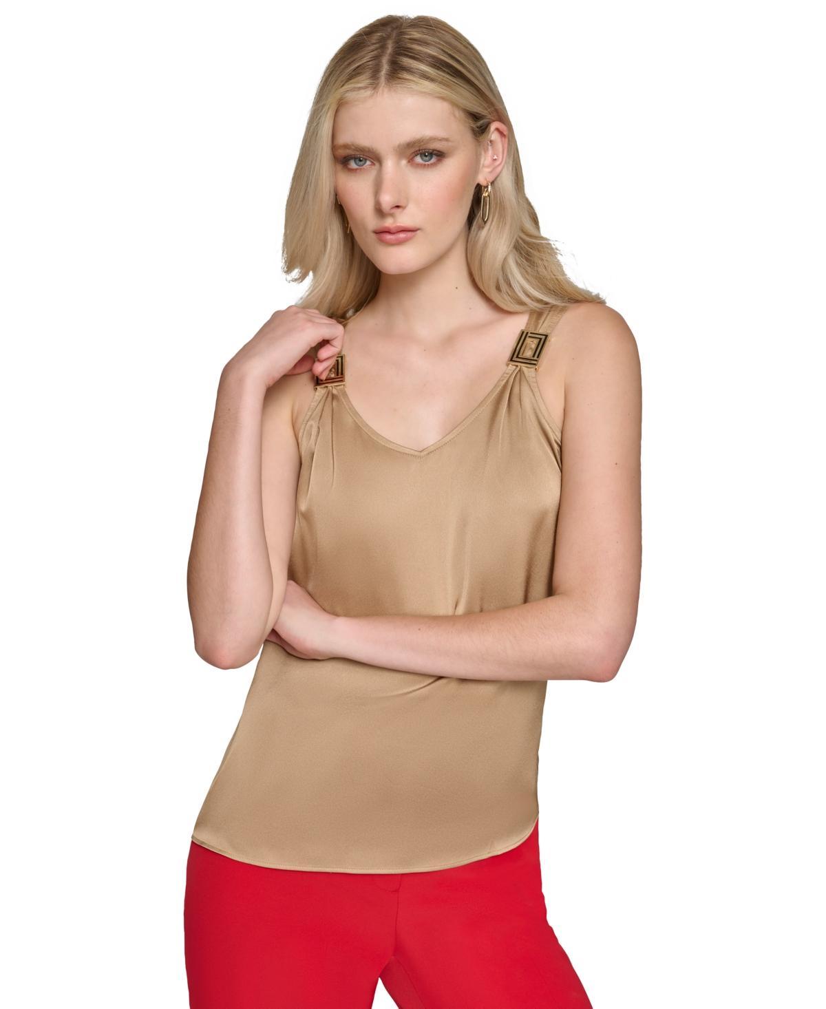 Karl Lagerfeld Womens V-Neck Hardware Tank Product Image