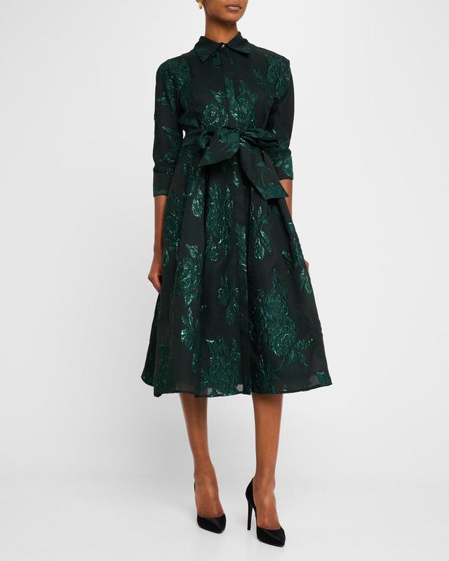 Womens Jacquard Floral-Print Shirtdress Product Image