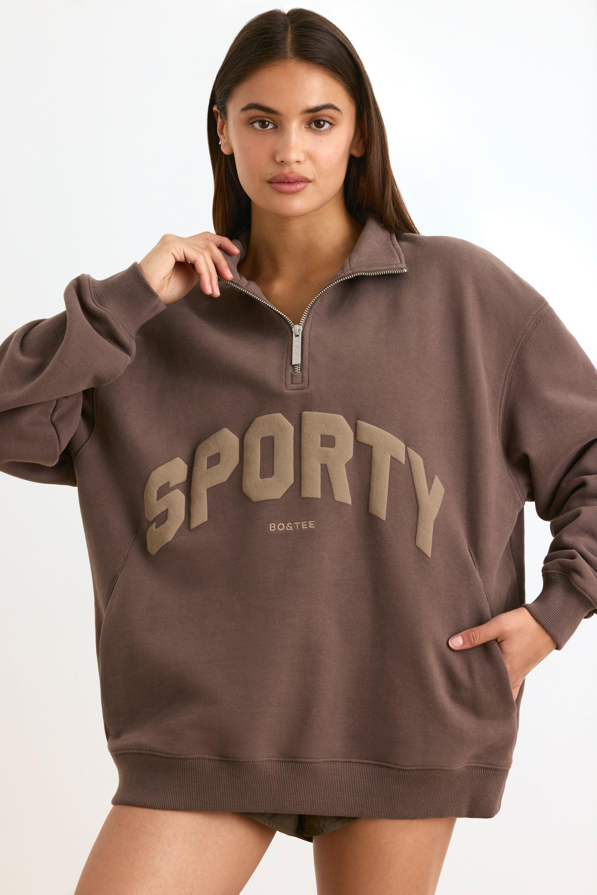 Quarter-Zip Sweatshirt in Espresso Product Image