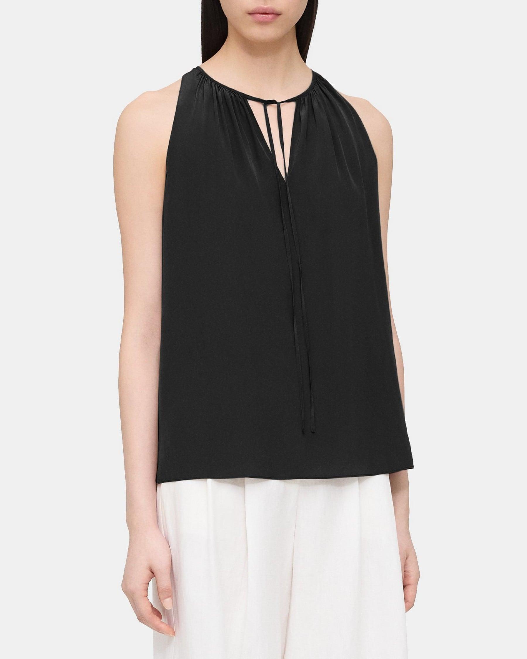 Sleeveless Tie-Neck Top in Viscose Product Image