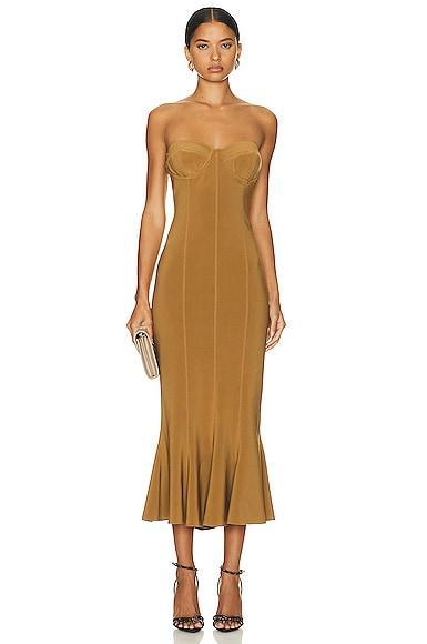 Norma Kamali Corset Dress Brown. (also in L). Product Image