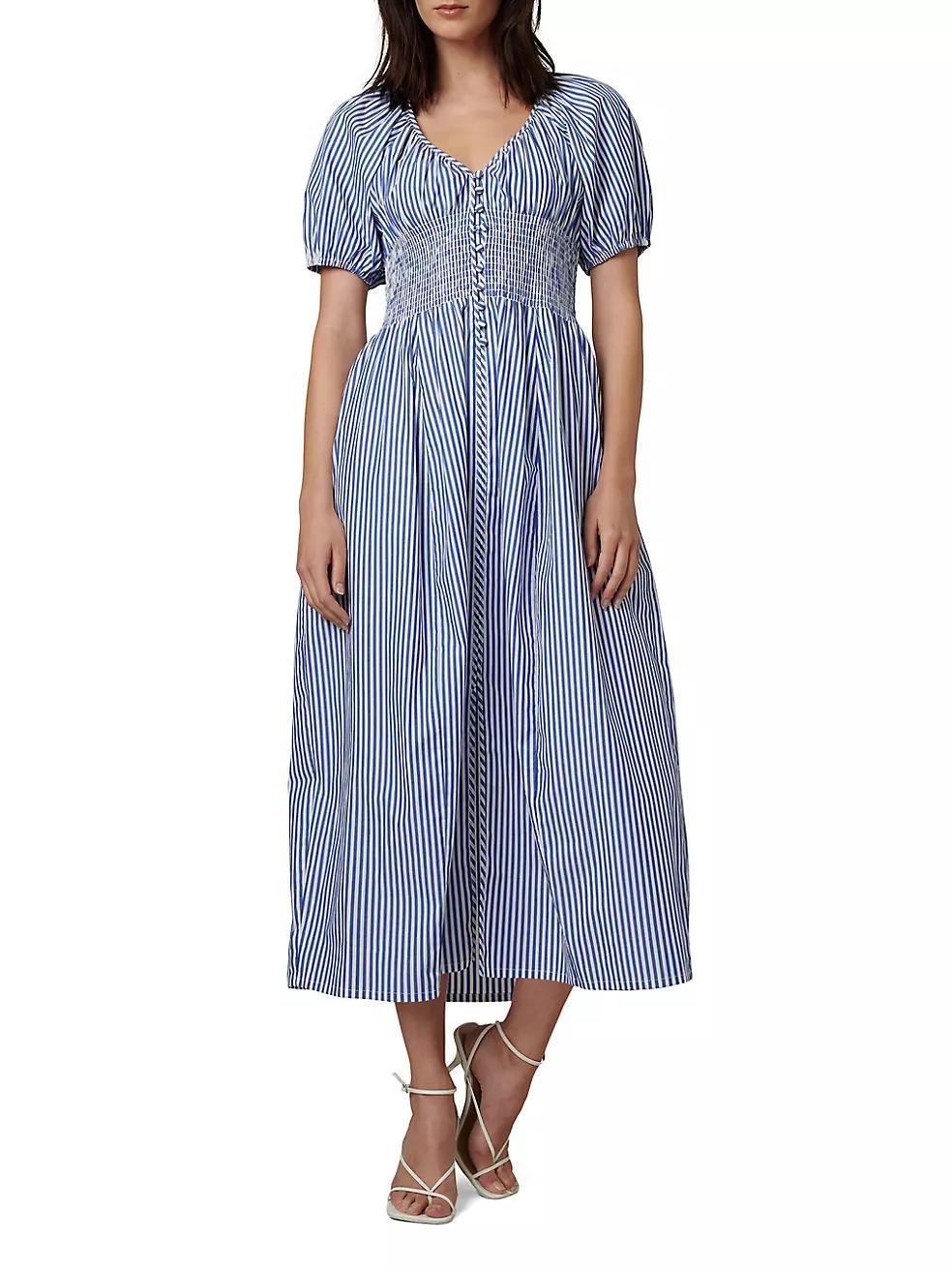 Monet Striped Cotton Midi-Dress Product Image