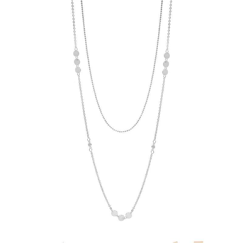 LC Lauren Conrad Silver Tone Crackle Cubic Zirconia Long 2 Row Necklace, Womens, White Product Image