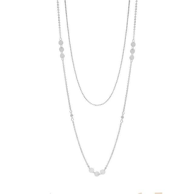 LC Lauren Conrad Silver Tone Crackle Cubic Zirconia Long 2 Row Necklace, Womens, White Product Image