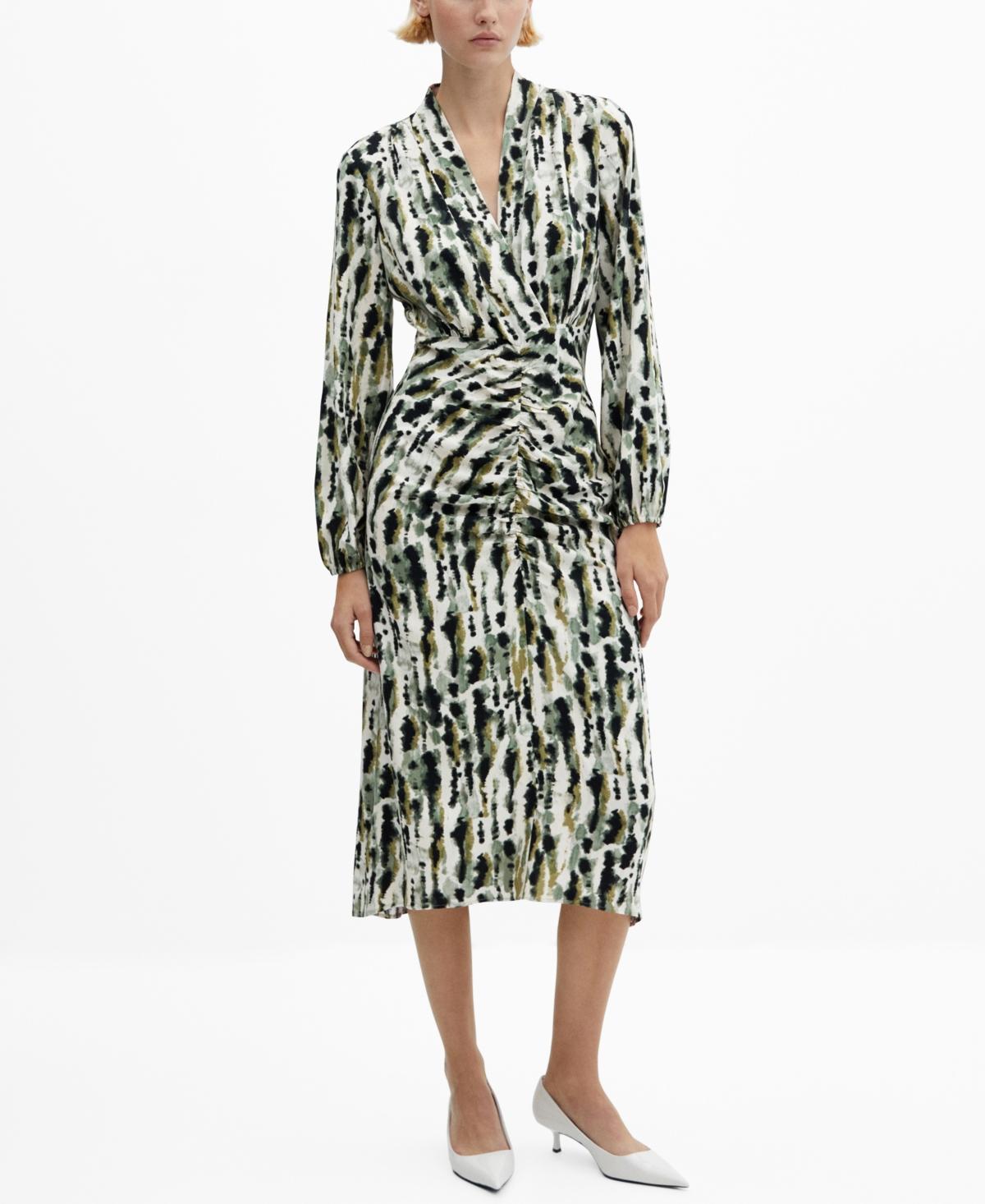 MANGO - Printed dress with ruffled detail ecruWomen Product Image