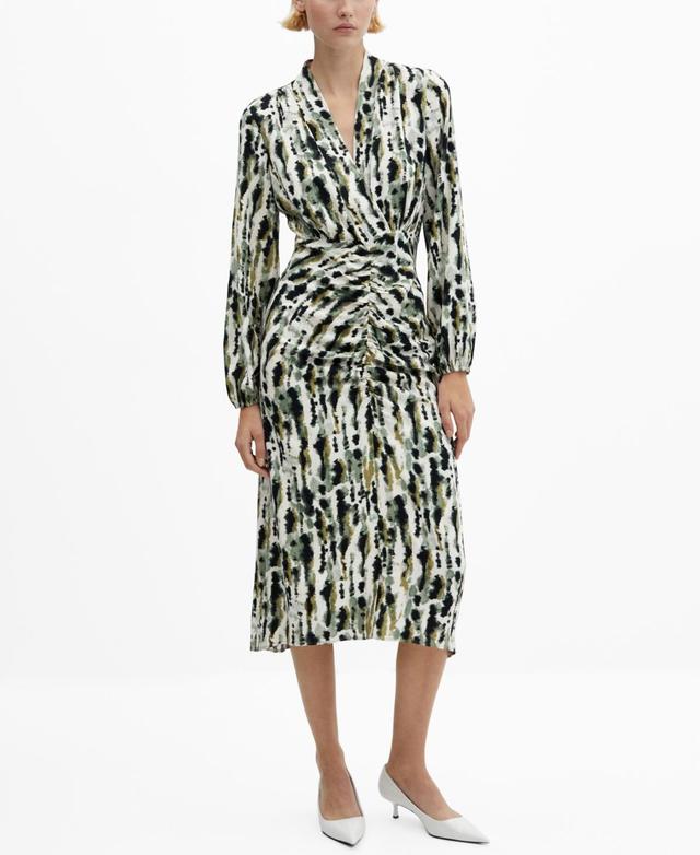 MANGO - Printed dress with ruffled detail ecruWomen Product Image