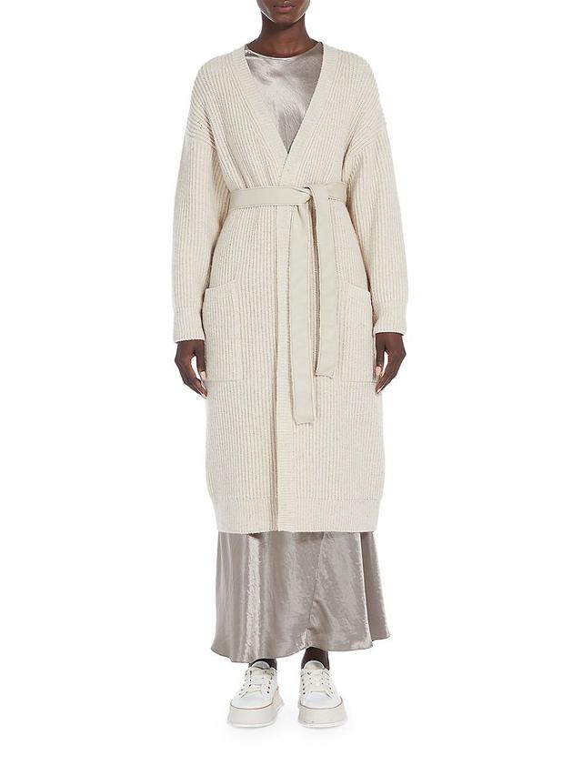 Womens Emblema Wool-Blend Tie-Waist Long Cardigan Product Image