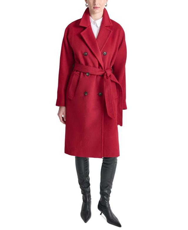 Dkny Womens Double-Breasted Belted Wrap Coat Product Image