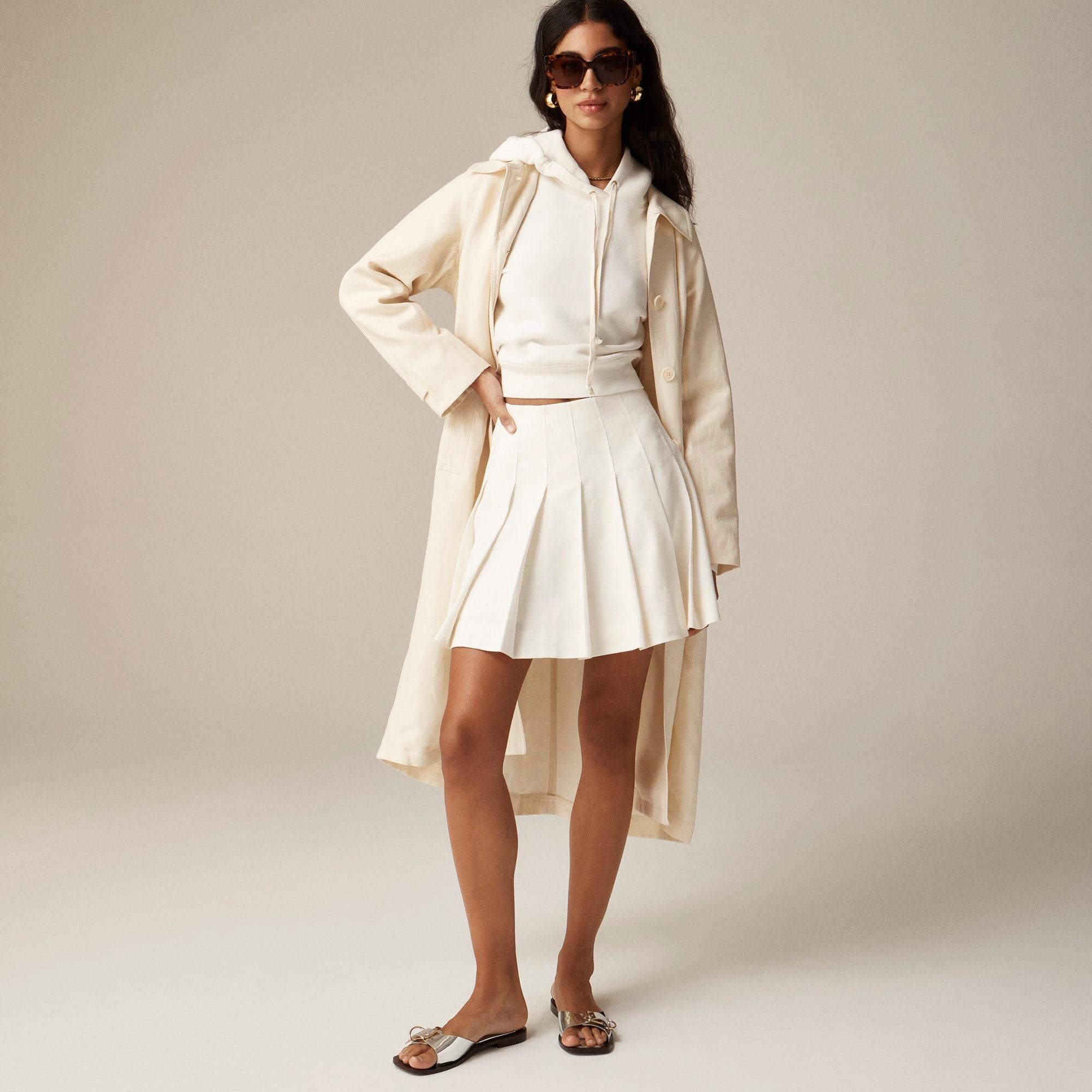 Pleated mini skirt in stretch linen blend product image