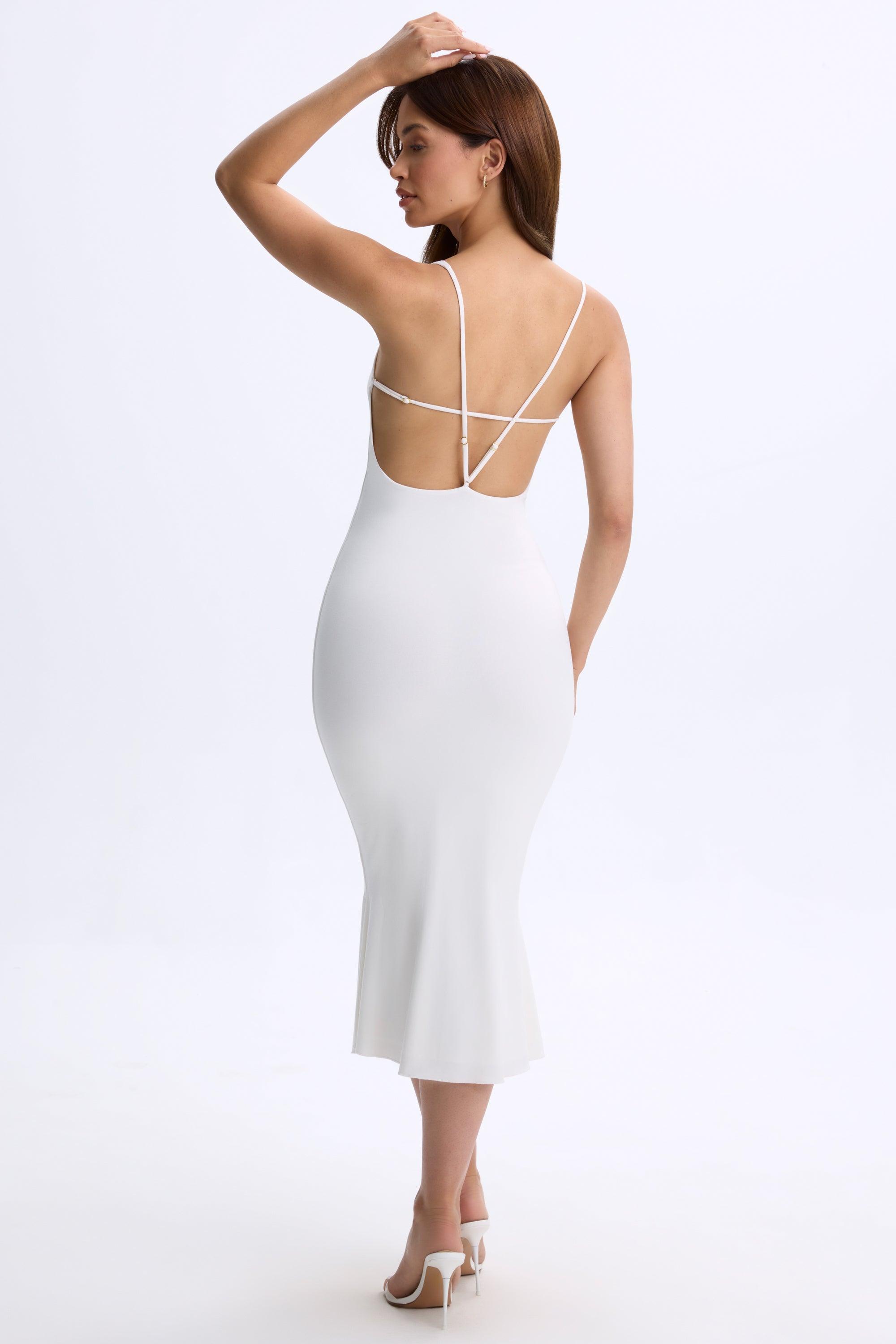 Plunge Open-Back Midaxi Dress in White Female Product Image