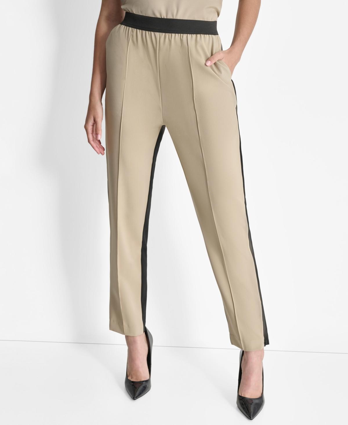 Dkny Womens Two-Tone Straight-Leg Ankle Pants - Trench Product Image