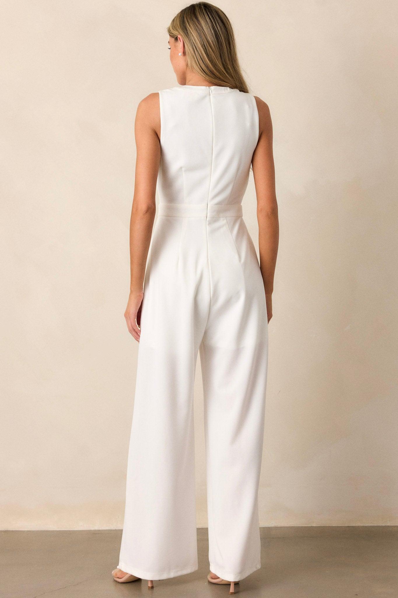 Luminous Bliss White Sleeveless Jumpsuit Product Image