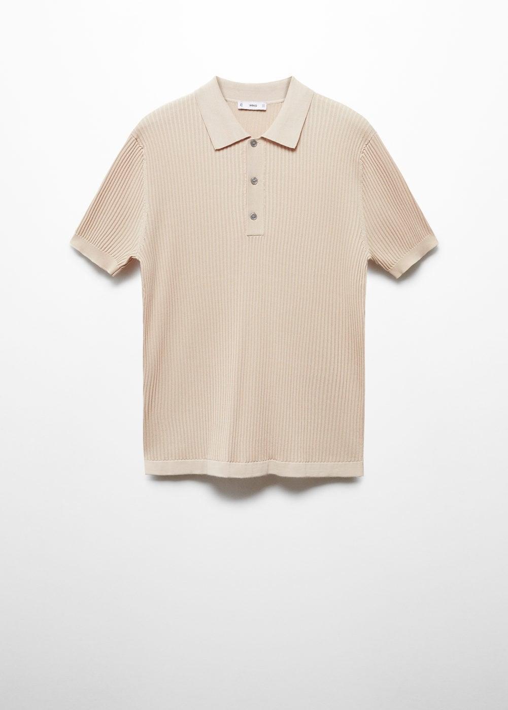 MANGO MAN - Knit cotton polo shirt beigeMen Product Image