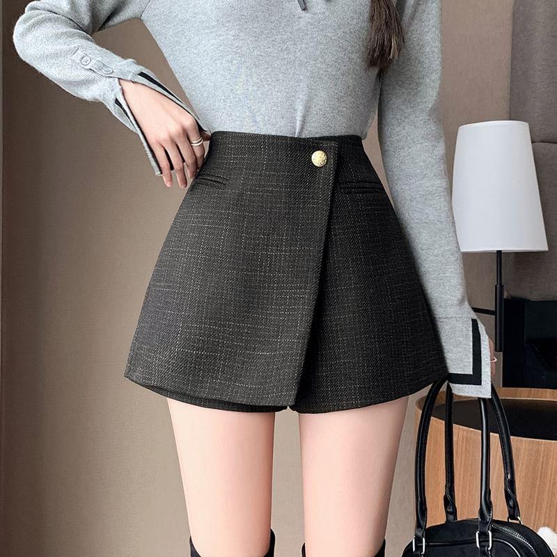 High Waist Plain Mini Skort Product Image