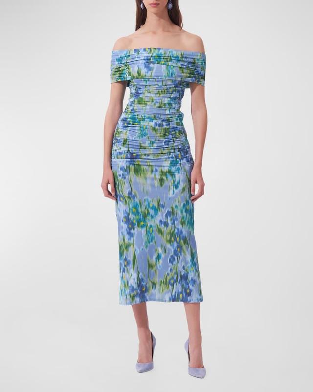 Ruched Off-The-Shoulder Midi Dress Product Image