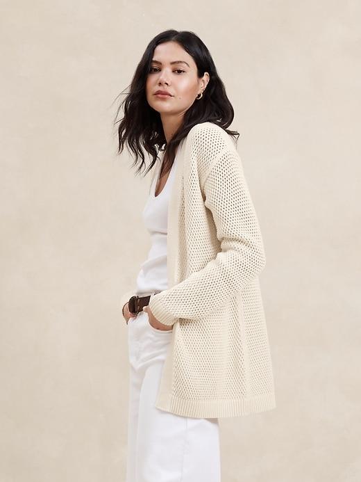 Open-Stitch Cardigan Sweater Product Image