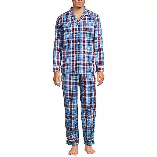 Mens Lands End Essential Long Sleeve Top & Pants Pajama Set Product Image