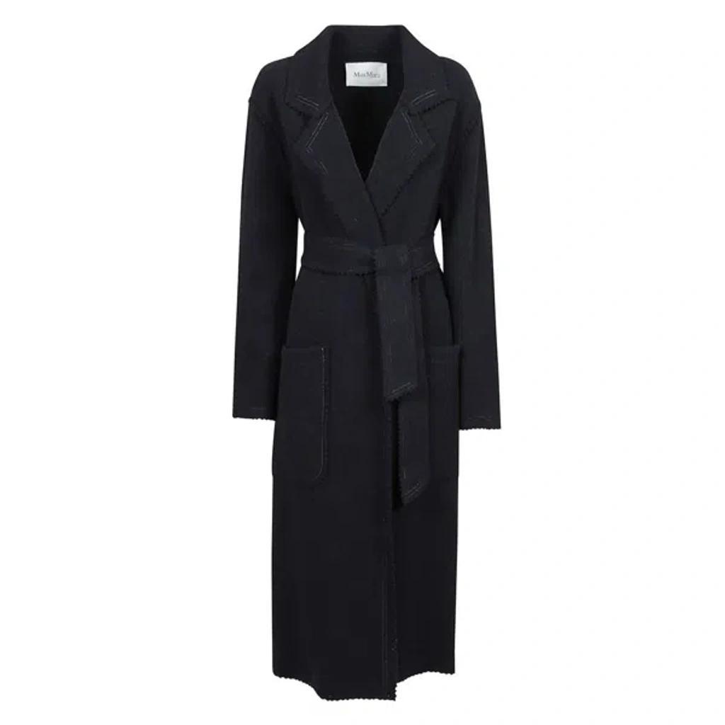 MAX MARA Collared Belted Coat In Black Product Image