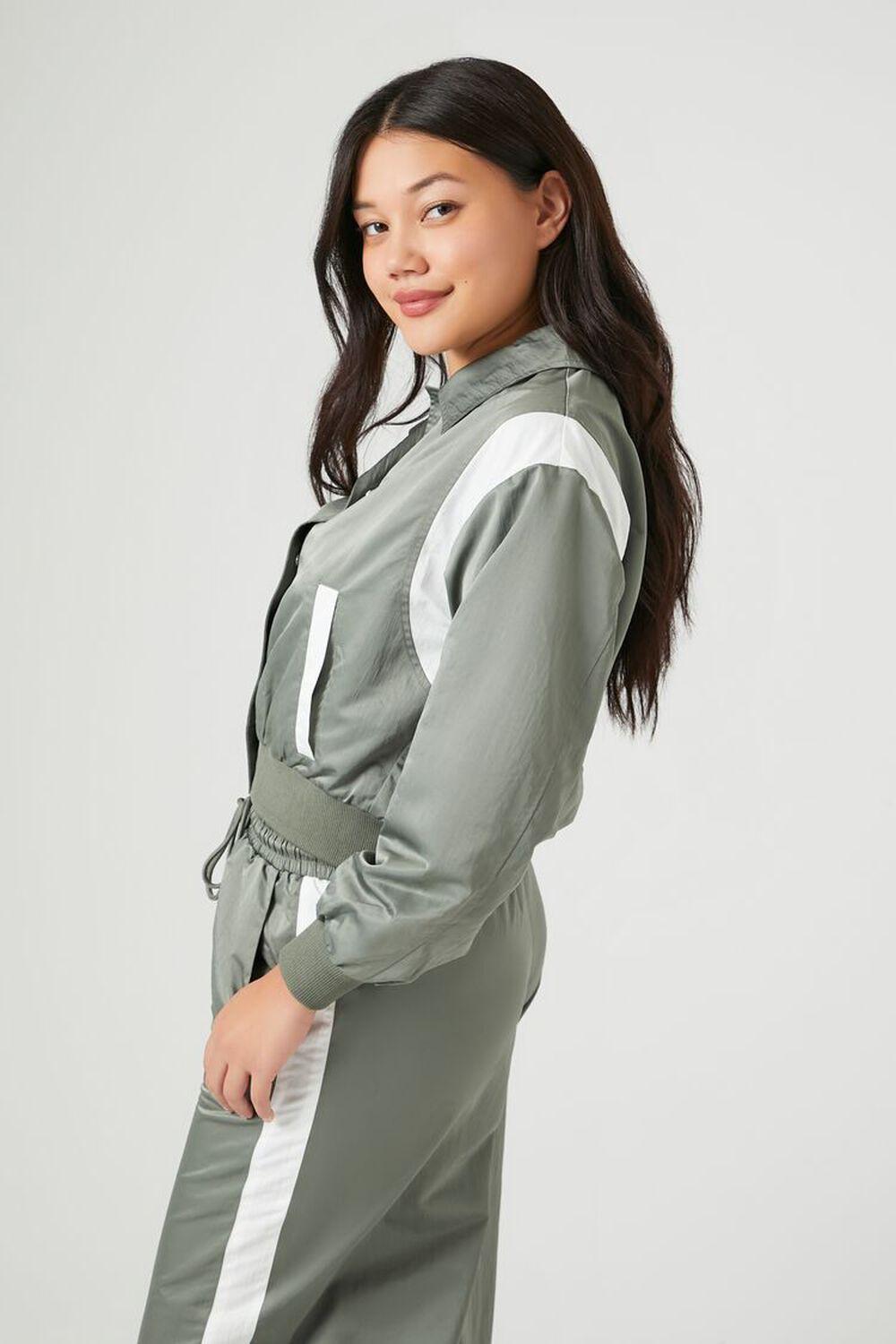 Side-Striped Cropped Bomber Jacket | Forever 21 Product Image