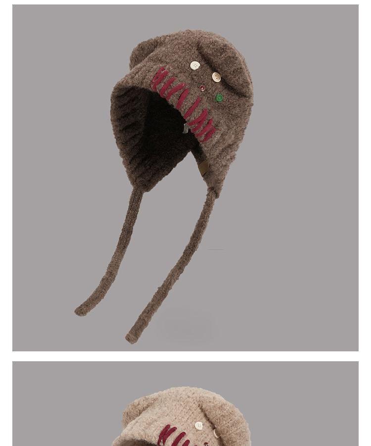 Buttoned Contrast Stitching Knit Hat product image