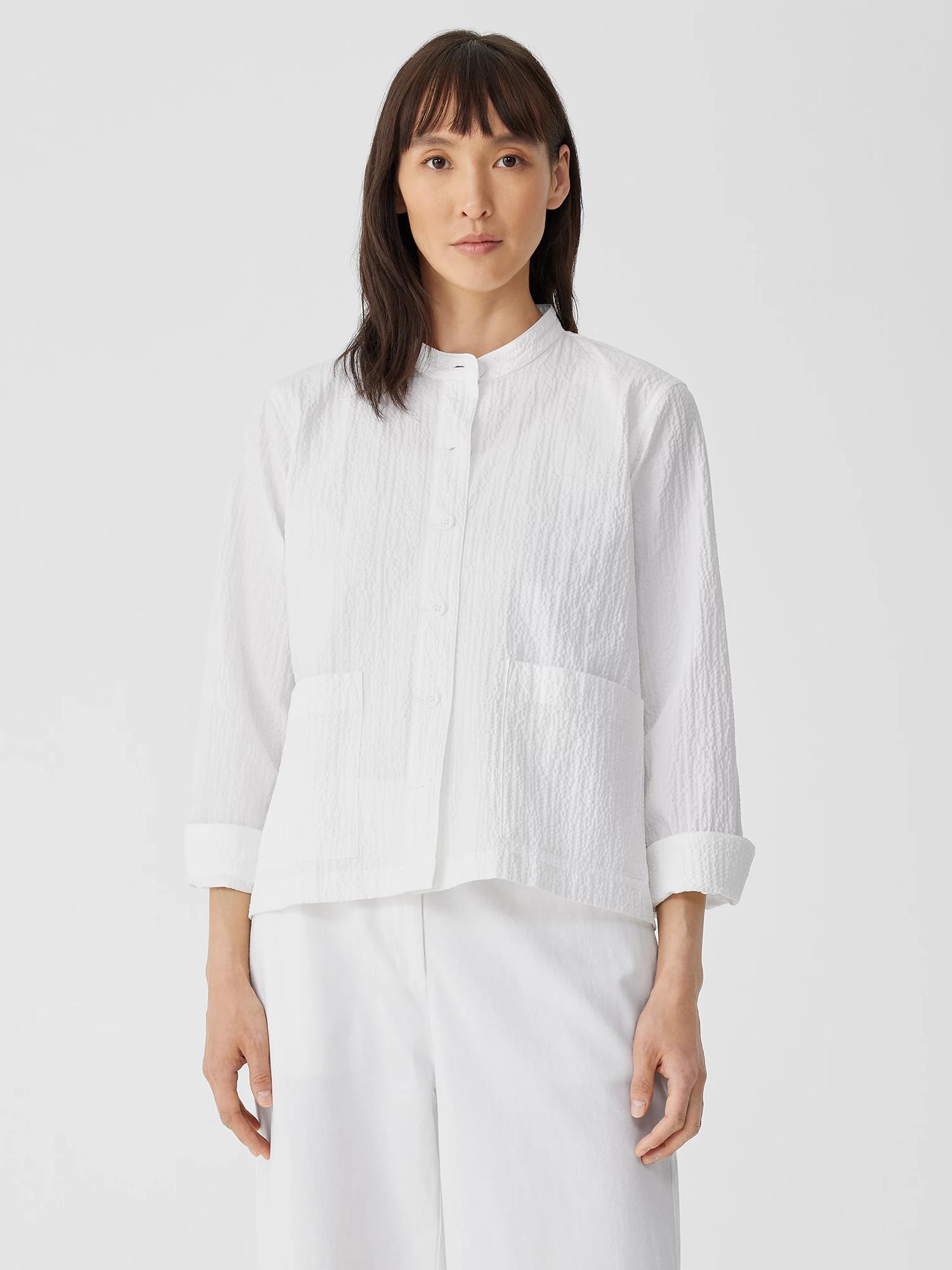 EILEEN FISHER Organic Cotton Pucker Shirt Jacketfemale Product Image