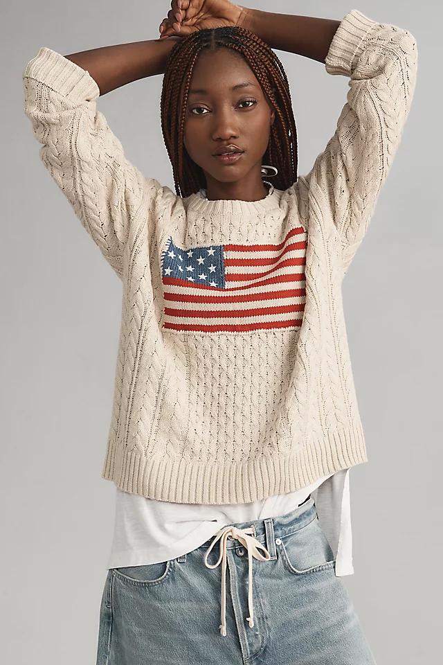 Denimist American Flag Crew-Neck Cable Sweater product image