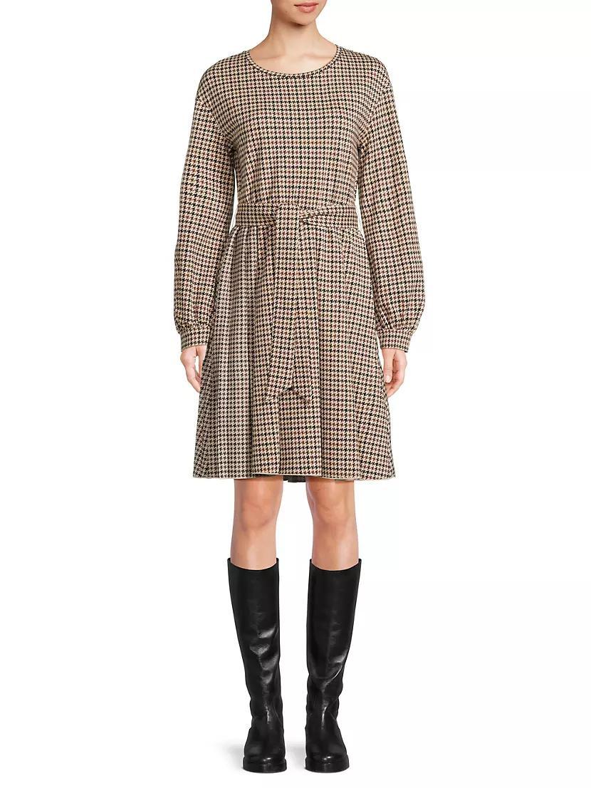 Vetta Houndstooth Jersey Belted Minidress Product Image