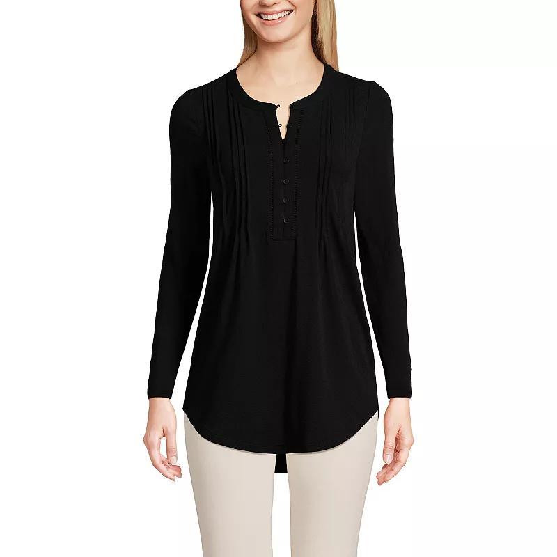 Lands End Womens Long Sleeve Lattice Pintuck Tunic Product Image