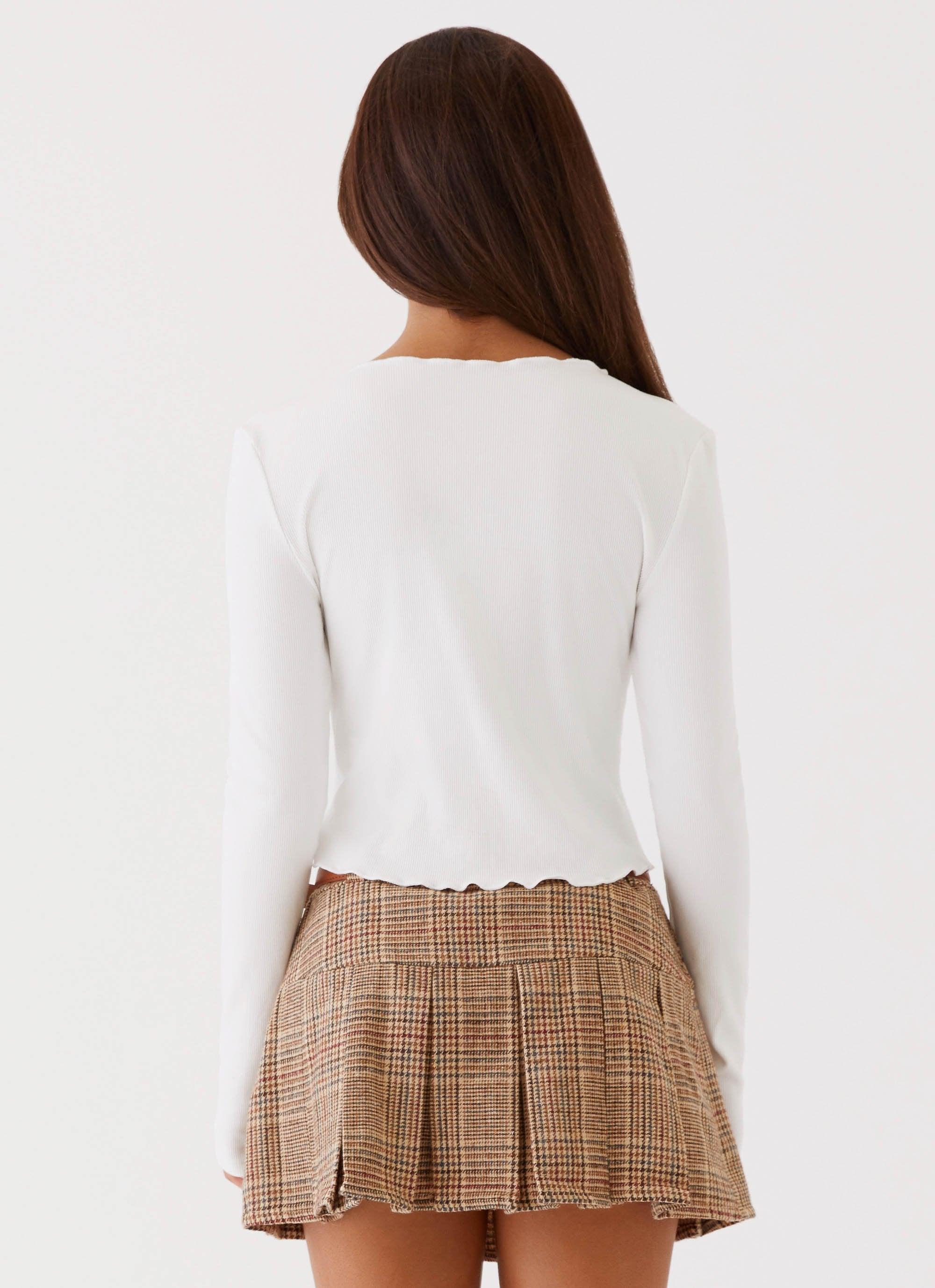 Simone Long Sleeve Bow Top - White Product Image