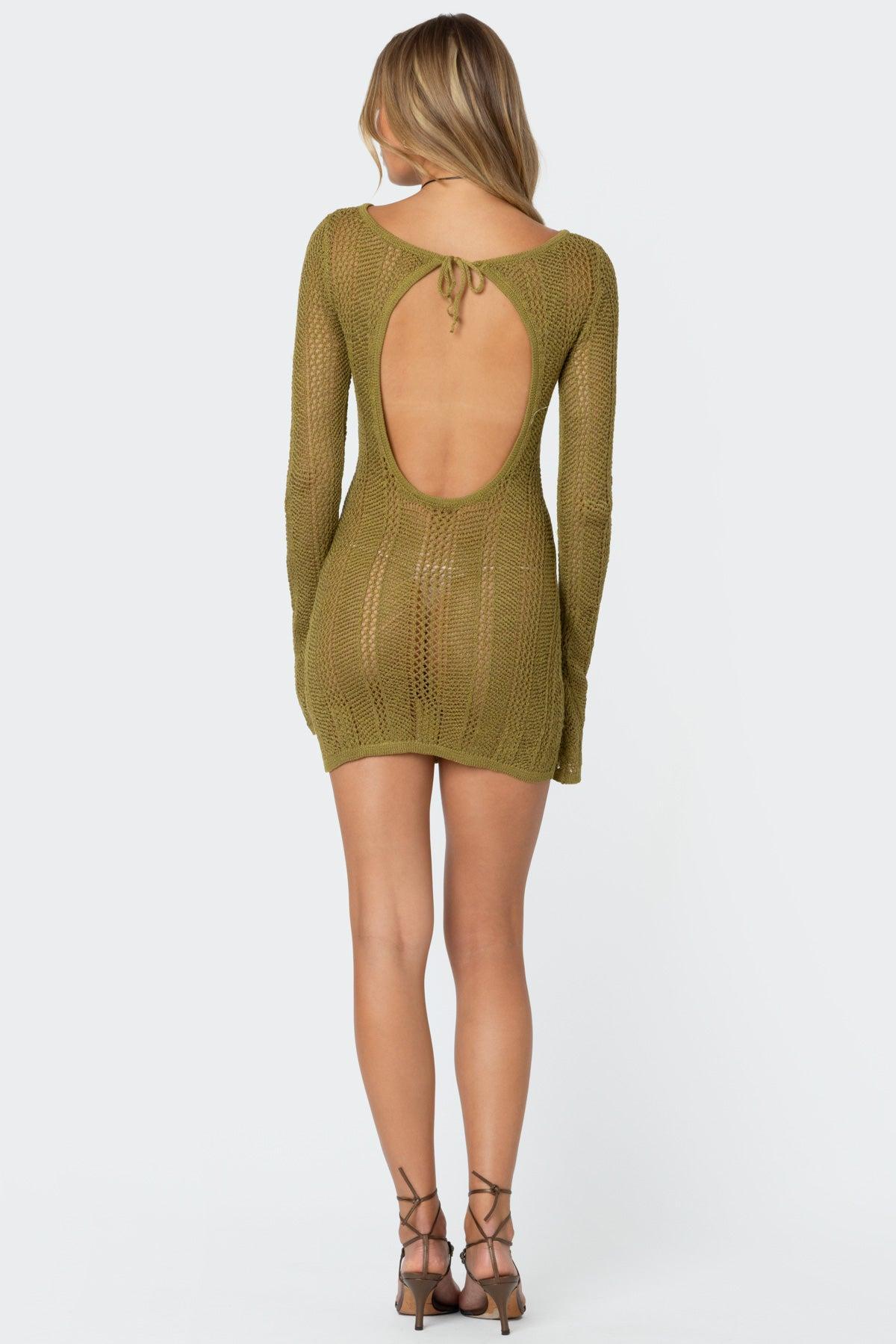 Back Cut Out Crochet Mini Dress Product Image