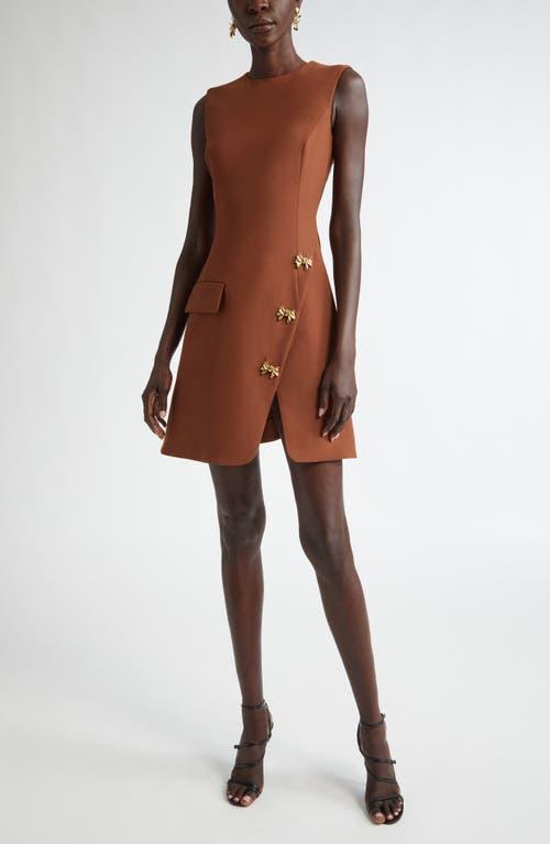 OSCAR DE LA RENTA Button-detailed Stretch-wool Mini Dress In Cocoa Product Image