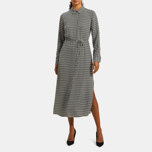 Houndstooth Viscose Belted Shirt Dress | Theory Outlet Product Image