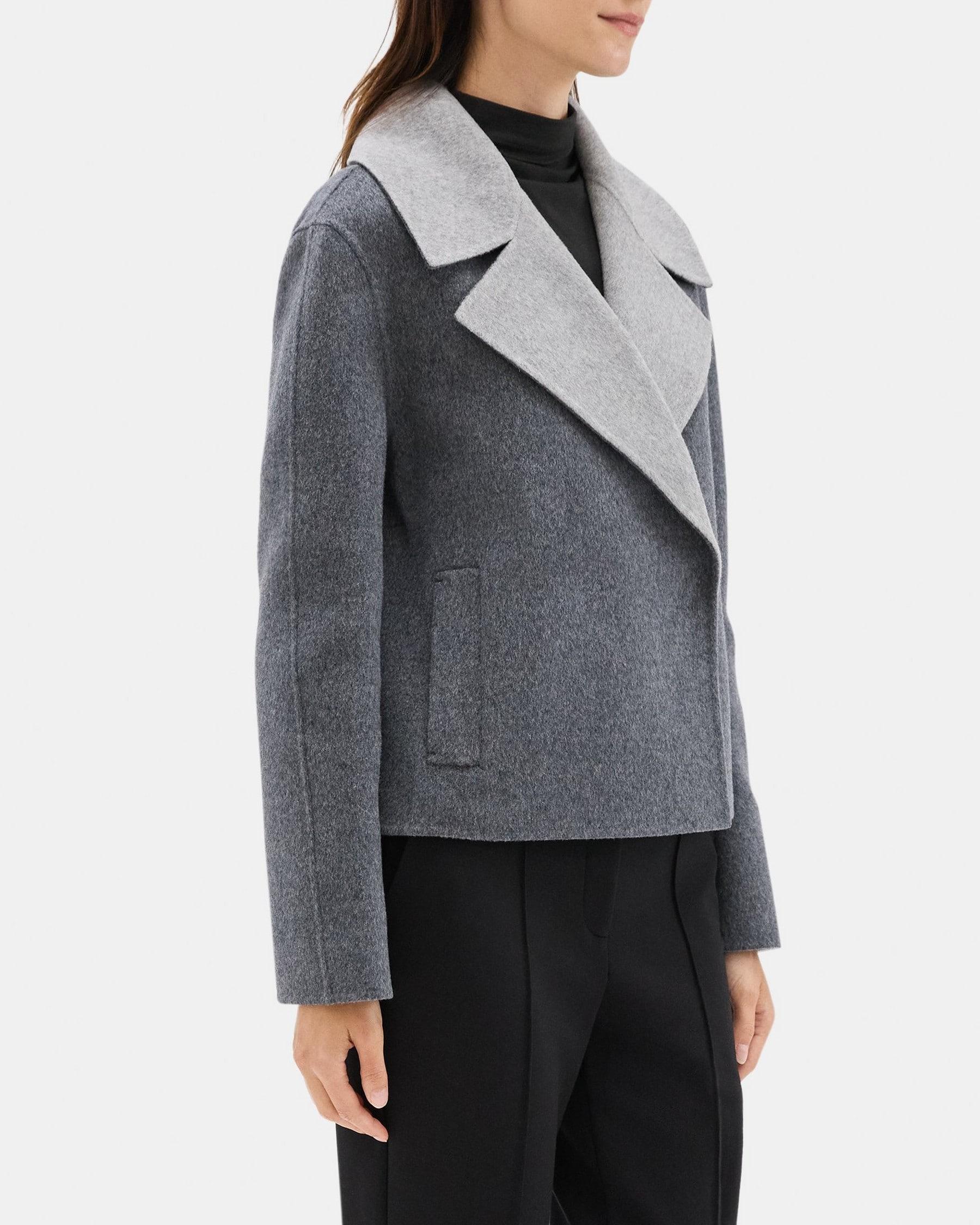 Cropped Coat in Double-Face Wool-Cashmere Product Image