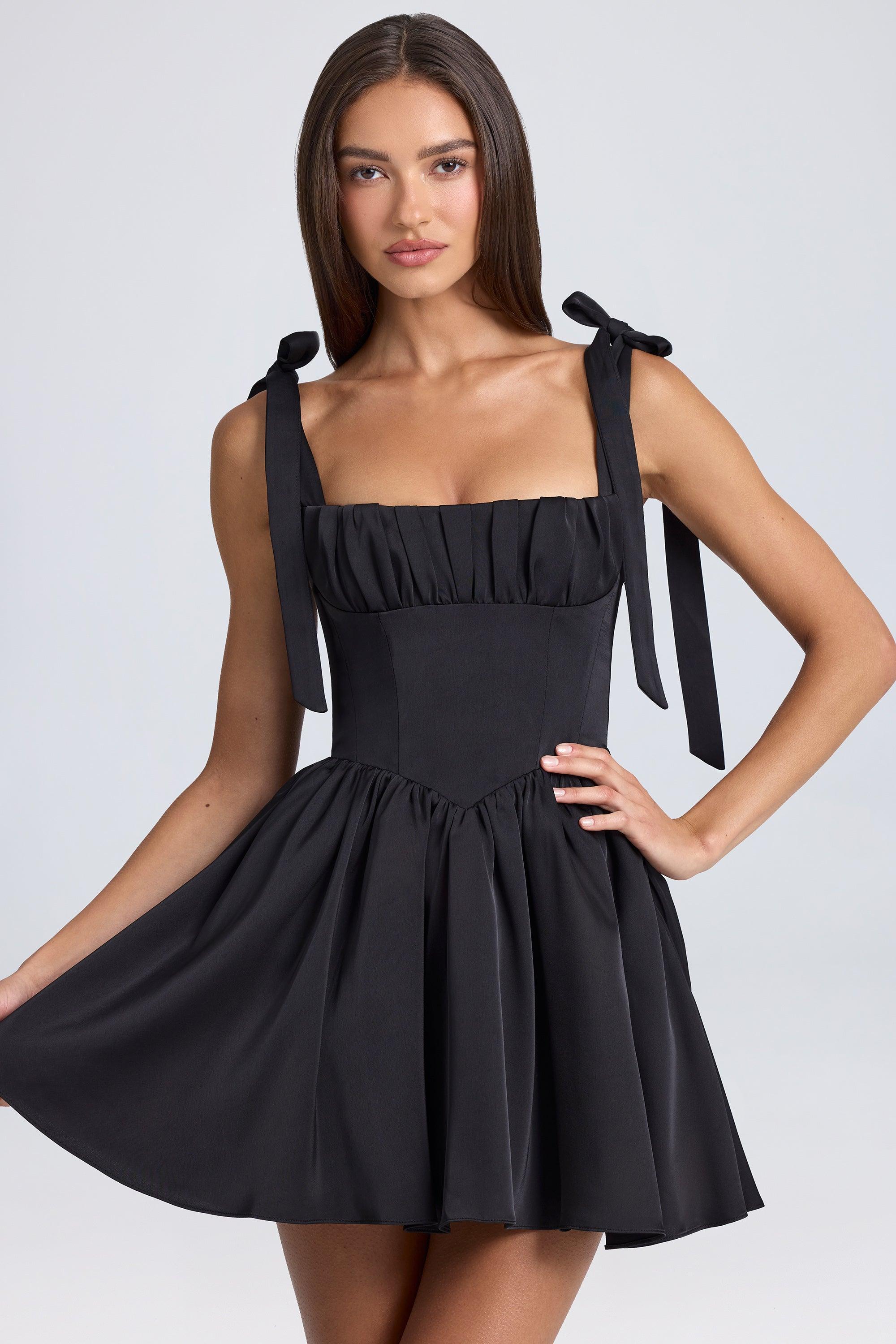 Draped Corset Mini Dress in Black product image