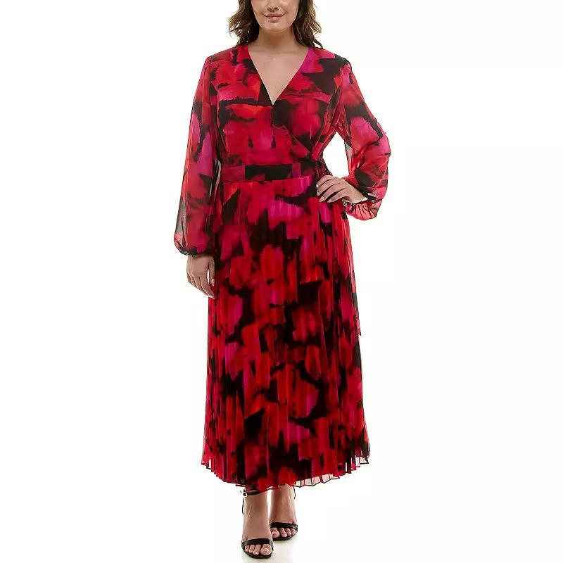 Plus Size Taylor Wrap Chiffon Maxi Dress, Womens Red Red Product Image