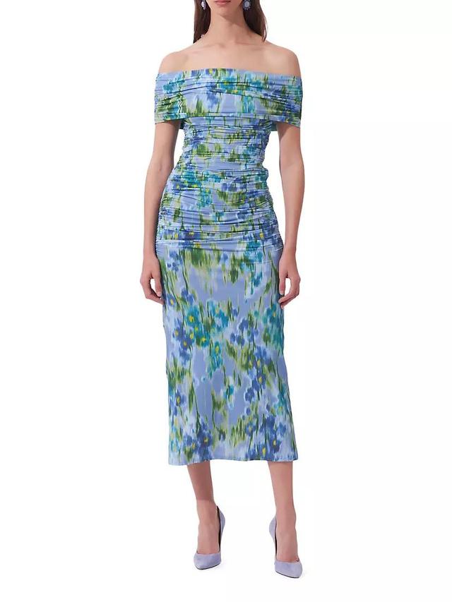 Floral Ruched Off-the-Shoulder Midi-Dress Product Image