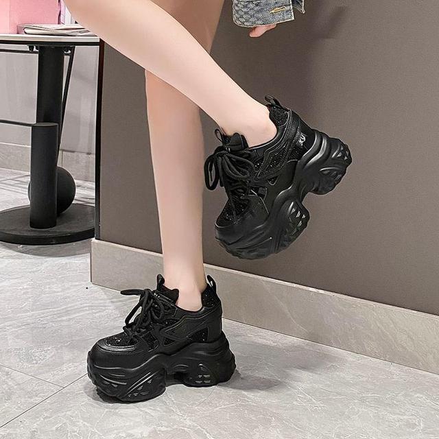 Rhinestone Platform Sneakers Product Image