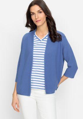 Olsen Womens 100% Cotton 3/4 Sleeve Open Front Cropped Cardigan product image