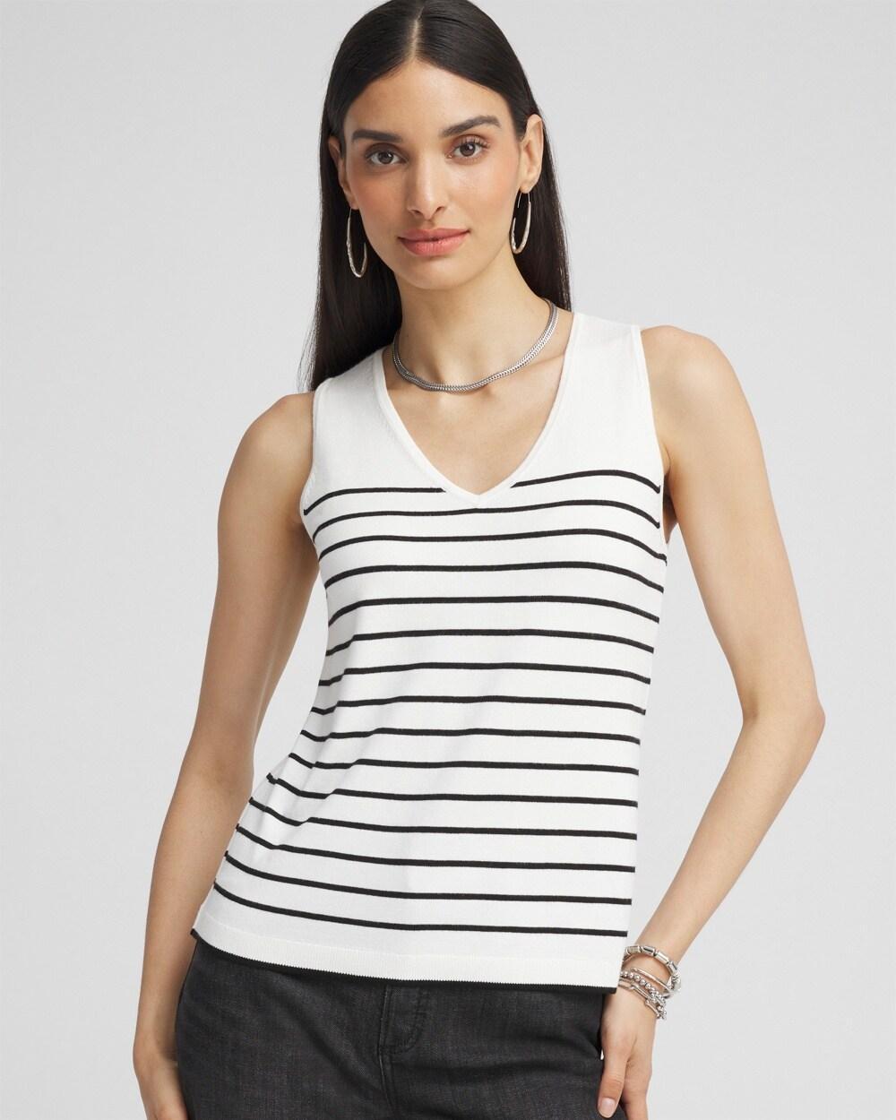 Women's Stripe V-Neck Sweater Tank Product Image