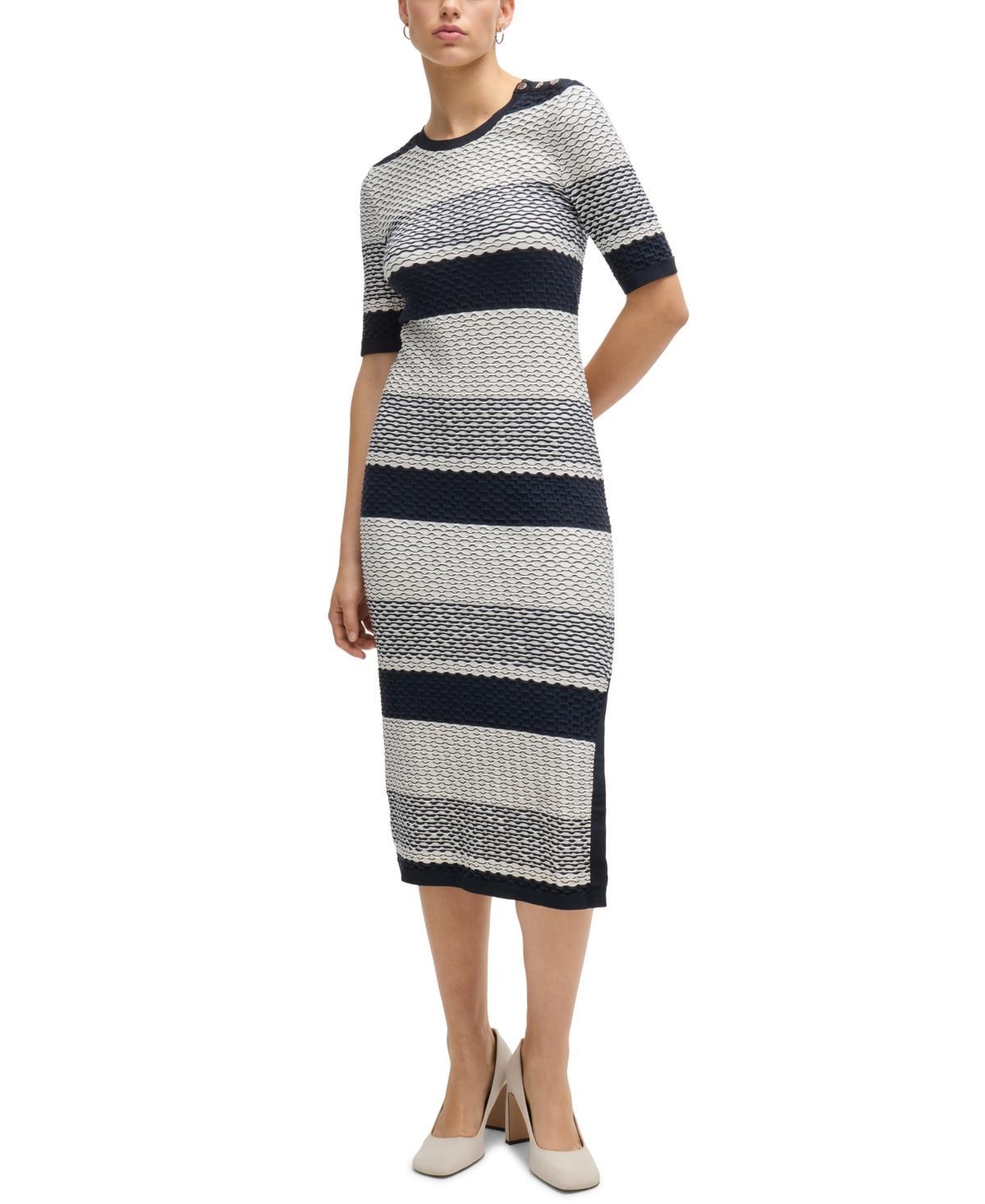 Womens Structured-Stripe Dress in Stretch-Cotton Jersey Product Image