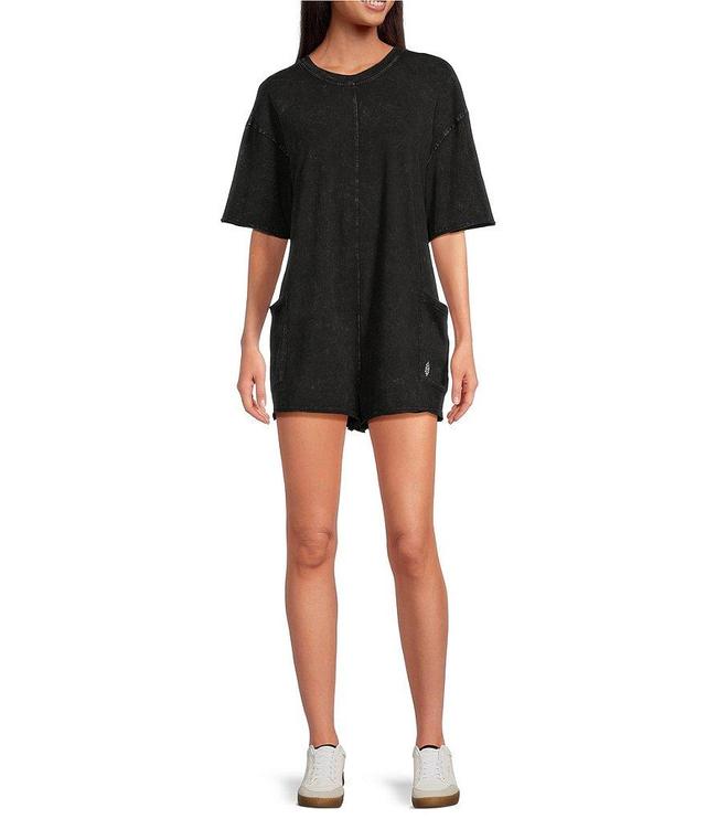 Free People FP Movement Hot Shot Crew Neck Short Sleeve Oversized Patch Pocket V Back Tee Romper Product Image