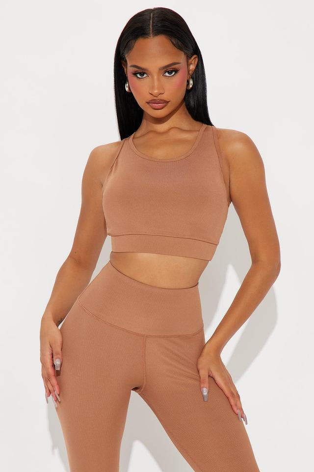 Zen Ribbed Bra Top - Camel Product Image