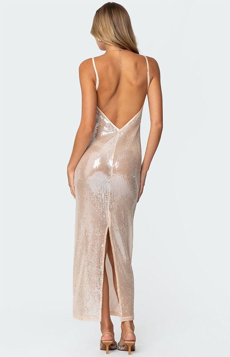 Sheer Sequin Slitted Maxi Dress Product Image