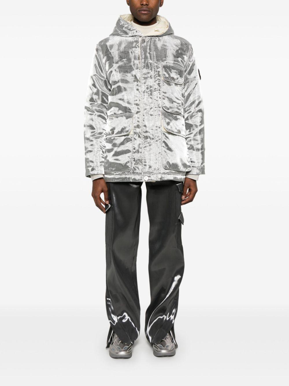 STONE ISLAND Moire-effect Puffer Jacket In Grey Product Image