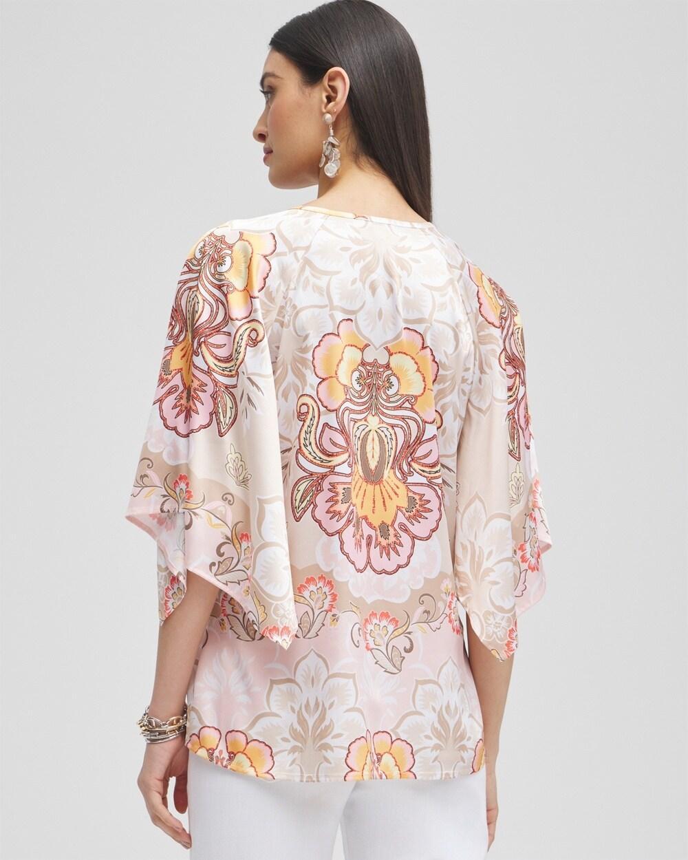 Satin Floral Keyhole Neck Blouse Product Image