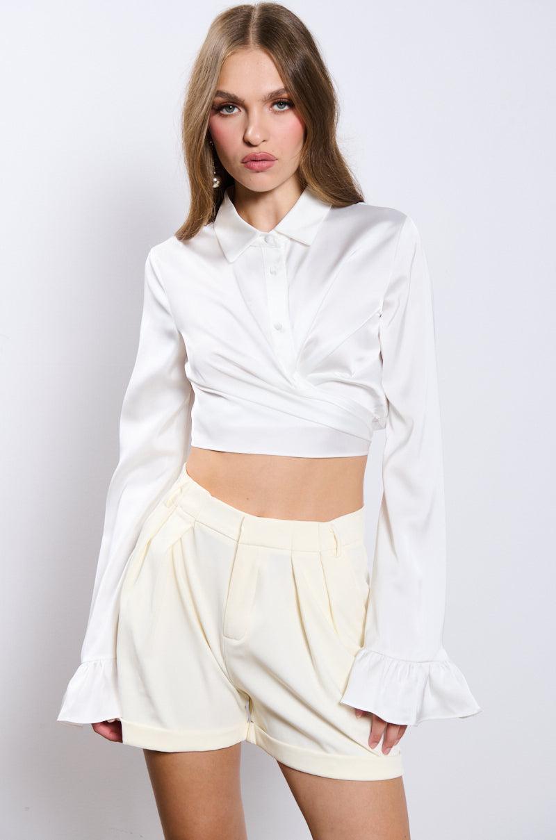 CANT LET YOU GO TIE FRONT BLOUSE Product Image